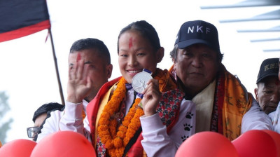 नेपाललाई ऐतहासिक पदक दिलाएकी एरिकाको भव्य स्वागत